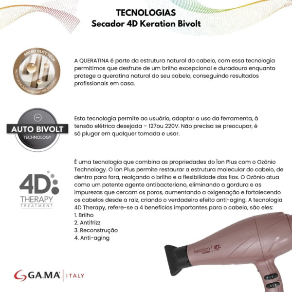 Secador de Cabelo Keration 4D 2500W Bivolt - Image 7